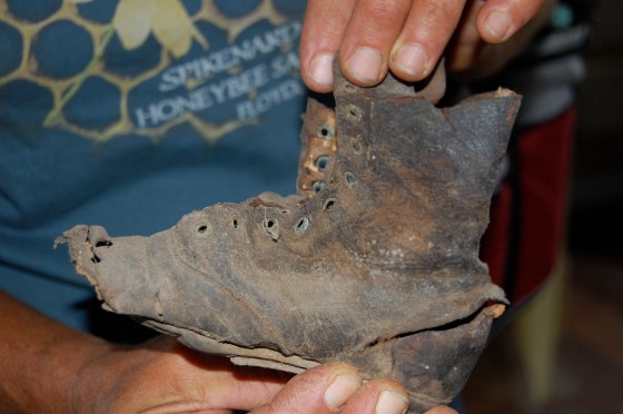 child's boot found in wall of old farm house