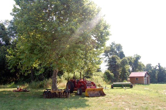 tractor resting under the tree