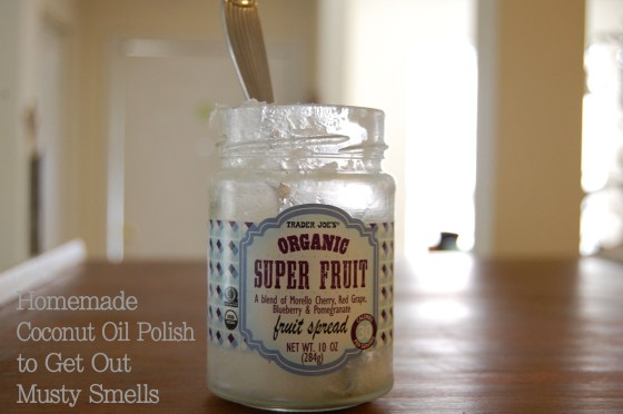Use an old glass jar to make your coconut polish