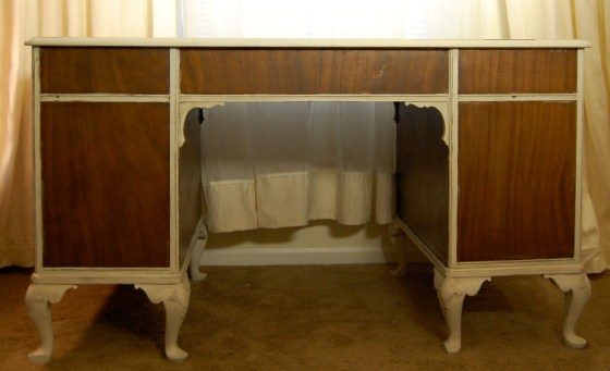 back of desk partially painted