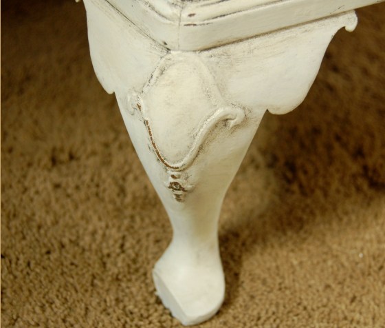 antiqued milk paint desk foot