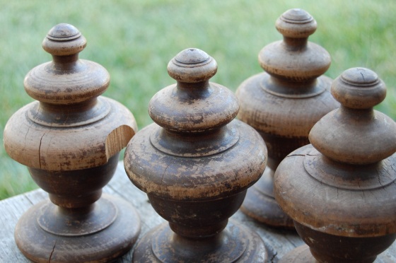 salvaged finials from an old bed, found on etsy